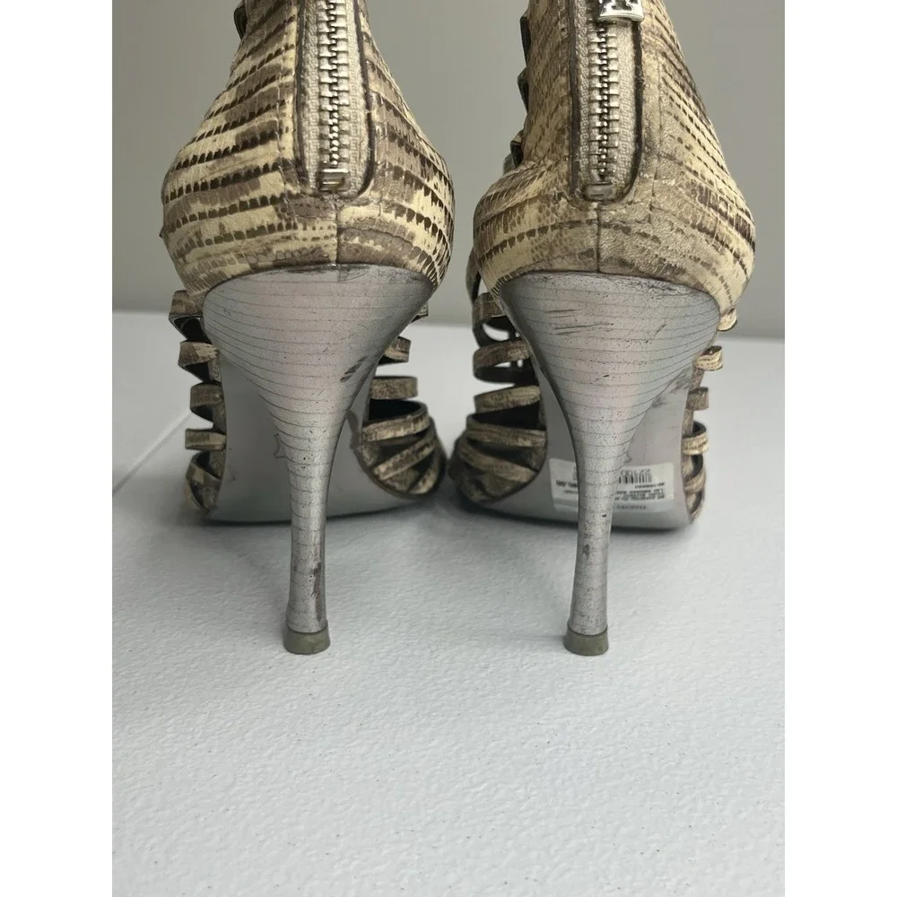 Tory Burch Cuba‎ Caged Strappy Snake Print Leather Stiletto Heels Sz 9 M